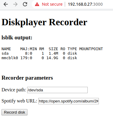 Displayer recorder web UI