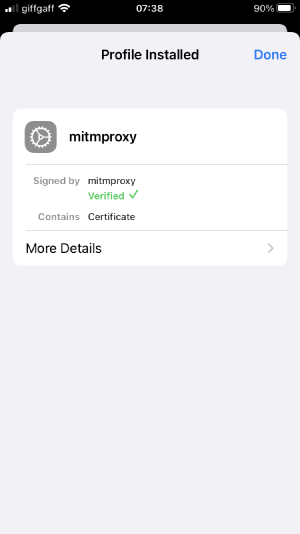 mitmdemo certificate installed